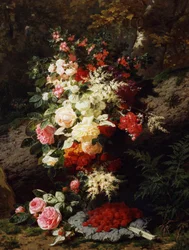 Vadelmia sisältävä asetelma. Jean Baptiste Robien (1821-1910) maalaus Yksityiskokoelma.