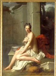 Susanna kylvyssä. Jean-Baptiste Santerren (1651-1717) maalaus, 1700-luku. Mitat: 2,05 x 1,45 m