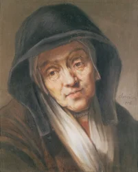 Kopio Rembrandtin muotokuvasta hänen äidistään, 1776 (pastelli paperille)