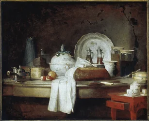 Upseerien sotku tai Lounasjälkiruokajuhlien jäänteet (öljy kankaalle, n. 1763)