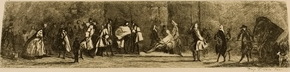 Kirurgi-parturin kyltti, kaiverrus Jules de Goncourt