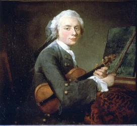 Nuori mies viulussa, noin 1738. Charles Theodose Godefroyn muotokuva. Jean Baptiste Simeon Chardin (1699 - 1789) öljy kankaalle. Pariisi, Louvre-museo.