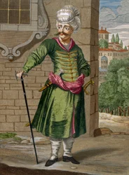 Persialainen, levy 90 Charles de Ferriolin kokoelmasta Sata vedosta, jotka edustavat Levantin eri kansakuntia, kaiverrus Gerard Scotin (1671-1716), 1707-08