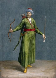 Krimin tataari, taulu 84 Charles de Ferriolin teoksesta "Sadan Levantin eri kansoja esittävän vedoksen kokoelma", kaivertanut Philippe Simonneau (1685-noin 1753), 1707-08