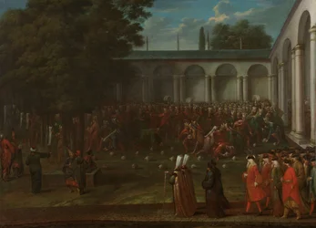 Cornelis Calkoen matkalla sulttaani Ahmed III:n audienssille, noin 1727-30.