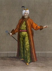 Biach-Chioux, taulu 14 Charles de Ferriolin teoksesta "Sadan vedoksen kokoelma, joka esittää Levantin eri kansakuntia", kaivertanut Gerard Scotin (1671-1716), 1707-08