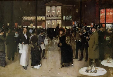 Boulevard Montmartre yöllä, Théâtre des Variétésin edessä, noin 1885.