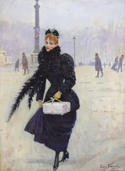 Pariisilainen nainen Place de la Concordessa, noin 1890