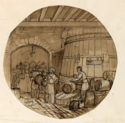 Suunnittelu posliinilautaselle, panimon sisustus Sevres Industrial Arts Servicelle