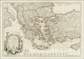 1780 kartta - Carte de la Grece Dressee sur un grand nombre de memoires anciens et nouveaux, Sur ceux de Mrs. Whele et Tournefort.