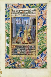 neiti Lat. Q.v.I.126 f.45 Assyrialaisten vangitsema Judith, Louis dOrleansin tuntikirjasta, 1490