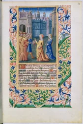 Ms Lat. Q.v.I.126 f.48 Juudit palaa Betuliaan Holoferneksen katkaistun pään kanssa, Louis d