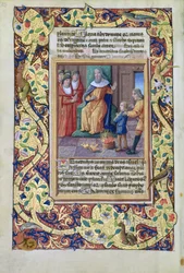 neiti Lat. Q.v.I.126 fol.23v Joseph tulkitsee faraon unia, Louis dOrleansin tuntikirjasta, 1490
