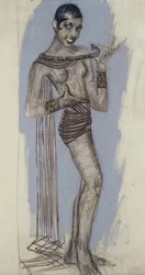 Josephine Baker - Maketti tärkeälle lakkapaneelille, n. 1927 (kynä paperille)