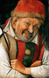 Renessanssi: Este-suvun Ferraran hovissa toimineen hovinarri Pietro Gonellan (Gonnella) (kuoli 1441) muotokuva, noin 1445. 1420-1481. 36,1 x 23,8. Kunsthistorisches Museum, Wien
