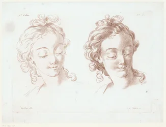 Dos caps de dones Composicions amb parts del cos humà (títol de la sèrie) Cahier de principis du dessein d