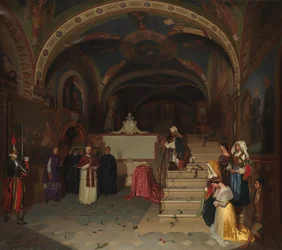 Paavi Gregorius XVI vierailee San Benedetton kirkossa Subiacossa, 1843.