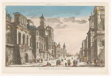 Näkymä kadulle kohti merta Napolissa La grande rue de Naples (otsikko esineessä)