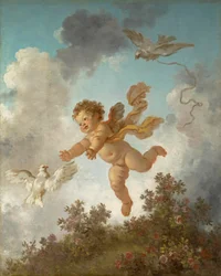 Fragonard - Rakkauden kehitys Rakkaus kyyhkysen perässä, 1790-91