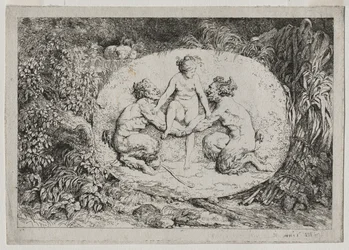 Bacchanales: Nymfi, jota tukee kaksi satyyriä, 1763.