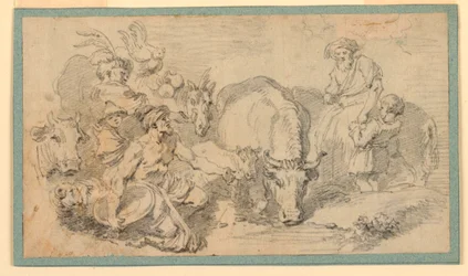 Piirros, itämainen kohtaus, n. 1770