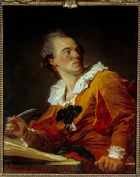 Inspiraatio Muukalaisen muotokuva. Jean Honore Fragonardin (1732-1806) maalaus 1700-luvun aurinko. 0,8x0,64 m - Inspiraatio, nimettömän miehen muotokuva, Jean Honore Fragonardin maalaus (1732-1806)