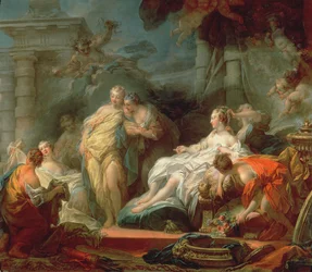 Psykhe näyttää sisarilleen Amorilta saamansa lahjat, 1753