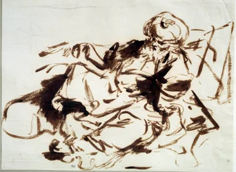 Pasha maalaus pesussa Jean Honore Fragonard (1732-1806). 1700-luvulla. Aurinko 0,24x0,33 m