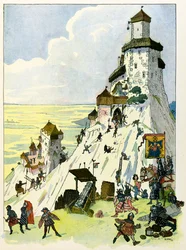 Elsassin tarina kertoo lapsille Jean Jacques Waltz dit Hansin (1873-1951) Hansin setä, yksityinen kokoelma: Siege du chateau D