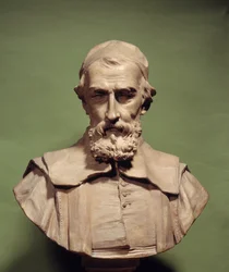 Muotokuva Nicolas Claude Fabri de Peirescistä (1581-1637), humanisti, Jean Jacques Caffierin (1725-1792) Galilean veistoksen tähtitieteilijä, Paris, Mazarine biblioteque