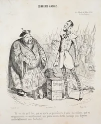 Englantilainen kauppa. Yé vo dit qu’il faut, että vo osti tämän myrkyn seuratakseen..., 1840.