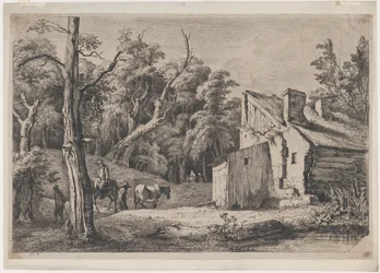 Sisäänkäynti Brien metsään mökillä oikealla, 1772.