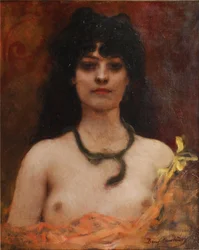 Benjamin Constant - Orientalistinen muotokuva alastomasta naisesta, rintakuva, rinnan pituus