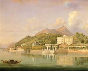 Villa Carlotta Tremezzossa Comojärven rannalla, kirjoittanut Jean Joseph Xavier Bidauld (1758-1846), Italia
