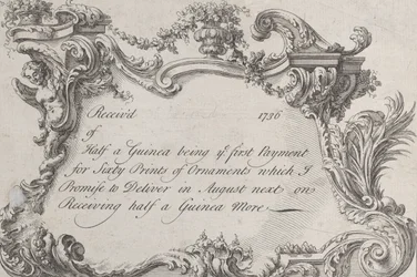 Vaihtokortti Frazerille, armeijan tulostimelle, paperikoneelle ja sidontakoneelle, 1736.