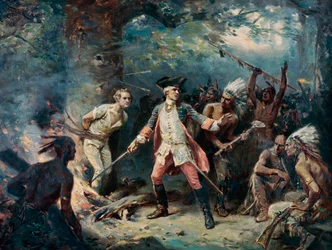 Intiaanien vangiksi joutuneen majuri Israel Putnamin (1718-1790) pelastaminen - Jean Leon Gerome Ferrisin (1863-1930 ) maalaus.