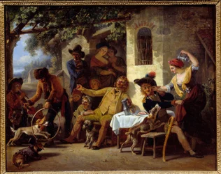 Suolat majatalon edessä Jean Louis Demarnen (1744-1829) maalaus 1823 Grenoble, Musee des Beaux Arts