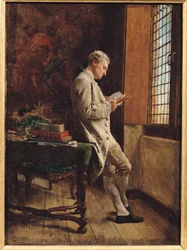 Valkoisiin pukeutunut lukija, 1857
