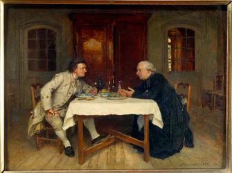 Lääkkeen viini. Ernest Meissonierin maalaus (1815-1891)