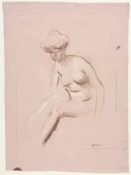 Istuva alaston