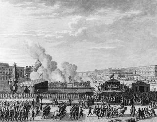 Ranskan vallankumous: Vapaaehtoiset Pont Neufissa Pariisissa, 22. heinäkuuta