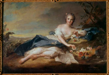 Muotokuva rouva Henriette Ranskasta (1727-1752) Floressa, Louis XV:n tytär Jean Marcin (Jean-Marc) Nattierin (1685-1766) maalaus 1742 Aurinko 0,96x1,51 m