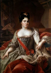 Muotokuva venäläisestä vaikutuksesta Katariina Ierestä (1684-1727), Pietari Suuren vaimosta Jean Marcin (Jean-Marc) Nattierin (1685-1766) maalaus 1700-luvun Eremitaaši, Pietari