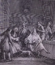 Herrasmiesten pukuhuone, kaiverrus P.A. Martini (1739-1797)