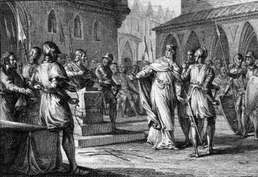 Nousu Kaarle III Yksinkertaista vastaan herrojen johdolla, joita johti Robert (865-923), josta tuli Ranskan kuningas vuonna 922 nimellä Robert I, Soissons 920 (kaiverrus)