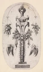 Suunnittelu kaudelle naisen päällikön kanssa, hihnat ja palkinnot, 1535-55.