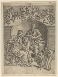 Pyhän Johanneksen palvoma Neitsyt Jeesuksen kanssa, 1543.