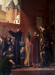 Delivrance des embmures de Carcassonne Elokuussa 1303 Carcassonnen ja Albin asukkaat tulevat repimään inkvisition vankityrmistä monia vankeja, joita he pitivät - Bernard Delicieux yrittää hillitä väkijoukkoja, joita hänen puheensa huvitti - Reforme
