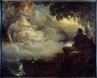 Allegoria Ranskan valtiosta ennen Napoleon Bonaparten (1769-1821) paluuta Egyptin retkikunnalta (1798-1801) Jean Pierre Franquen (1774-1860) maalaus 1800-luvun su. 2,61 x 3,26 m