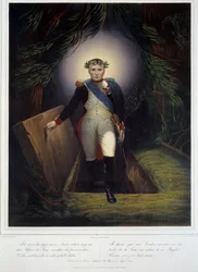 Muotokuva Napoleon I:n (1769 - 1821) jalassa hänen haudastaan. Jean Jacques Werner (1791-1849) ja Jean Pierre Marie Jazet (1788-1871)